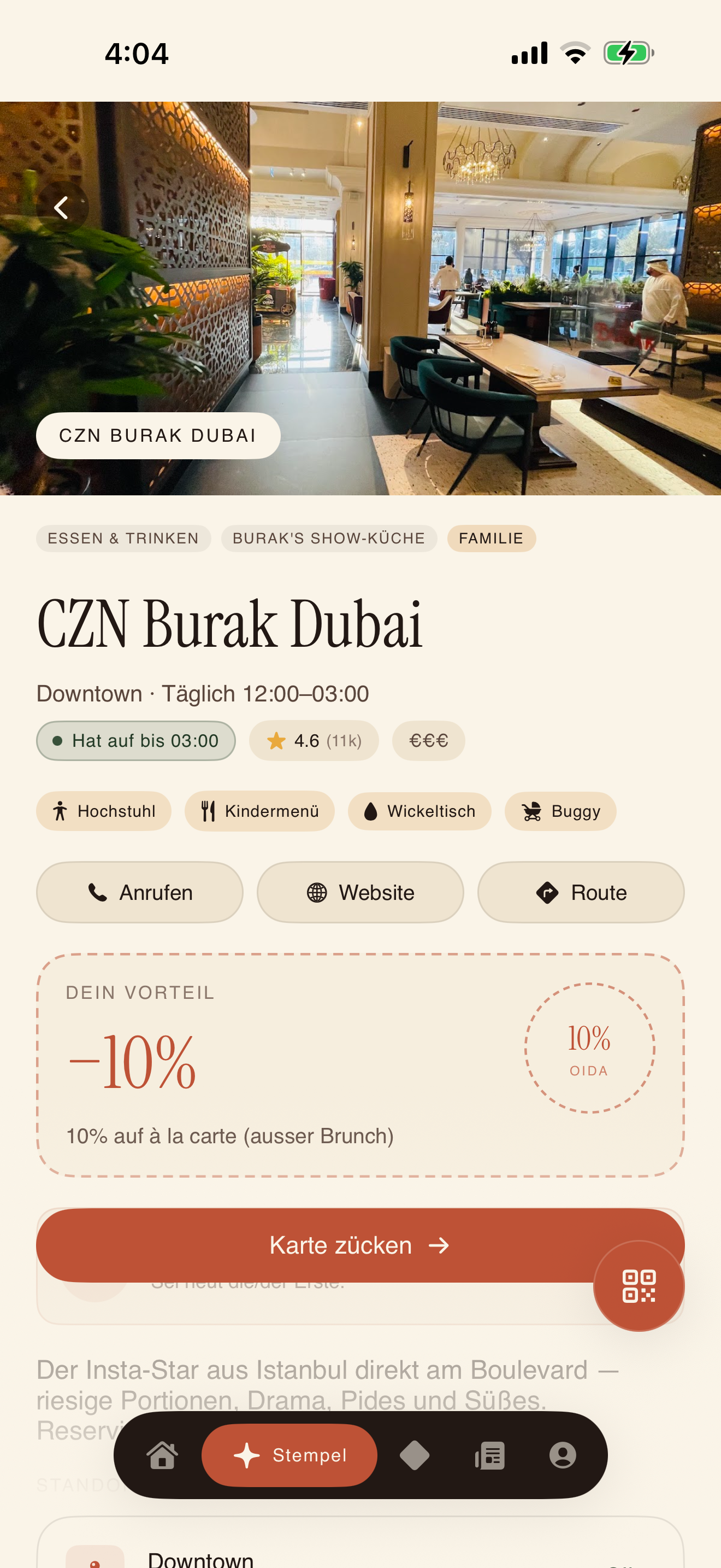 Member's view of a partner venue page