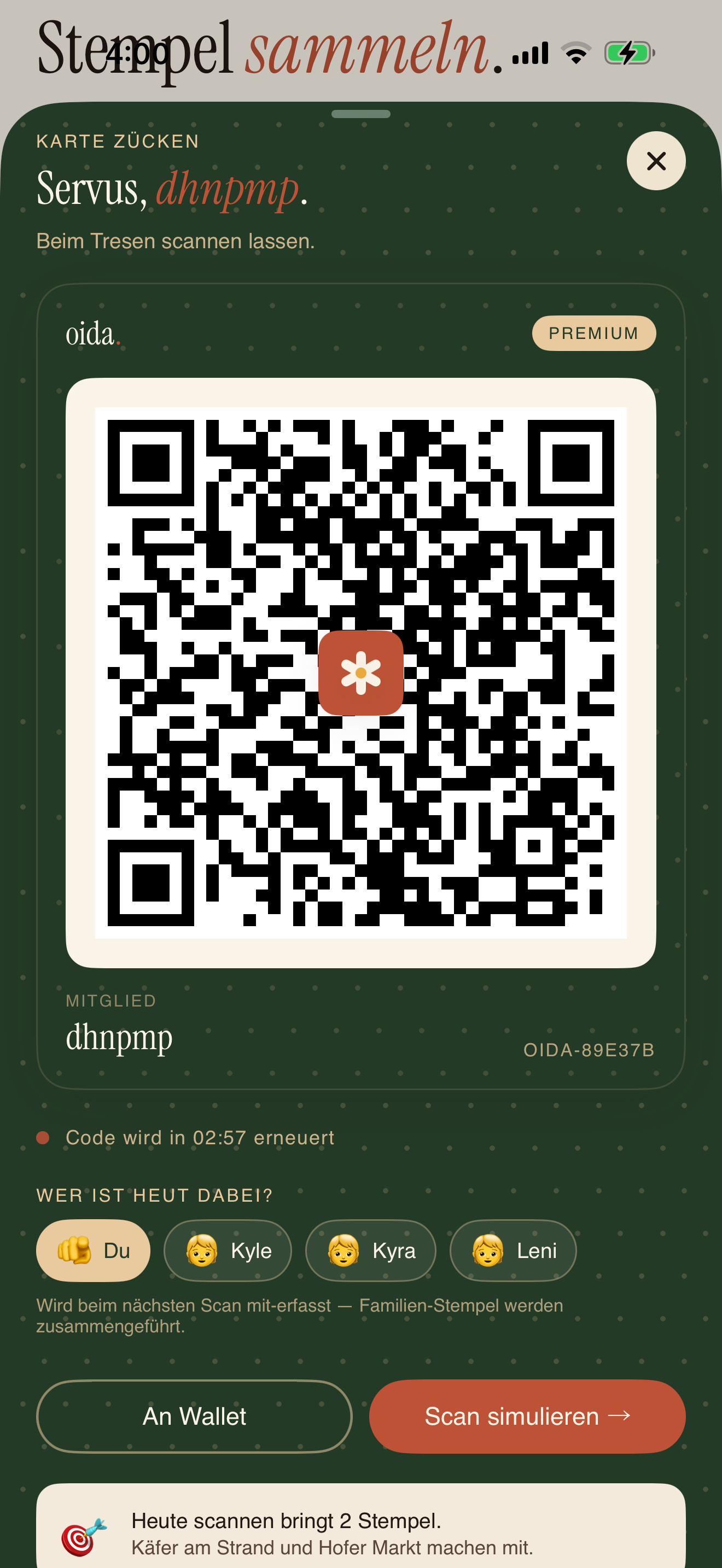 QR-Pill Drawer in der Member-App